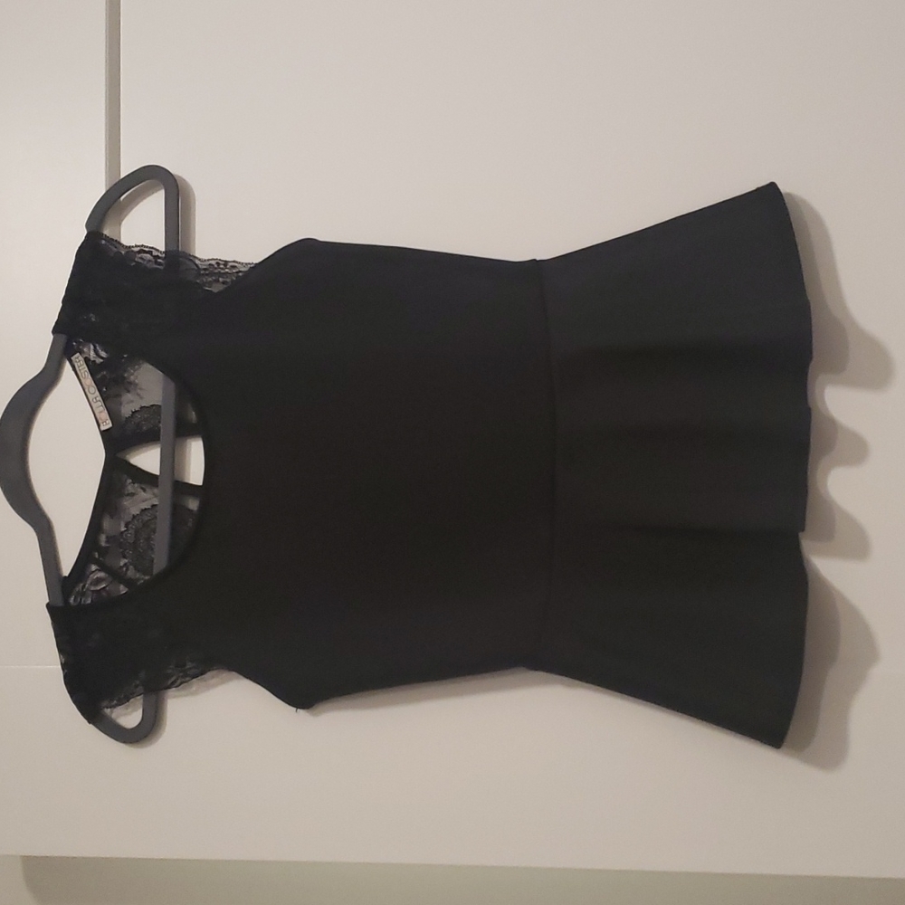 Black peplum lace sleeveless top